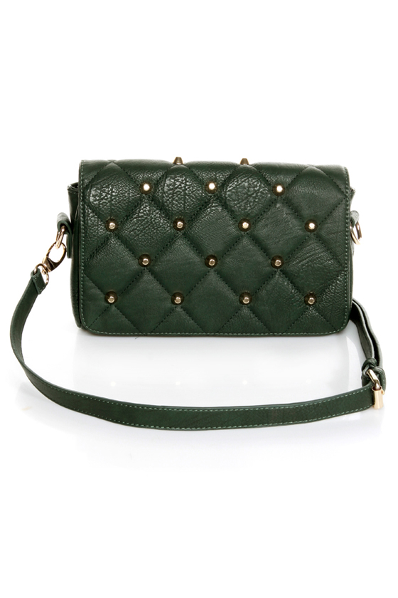 Point Sized Studded Green Purse