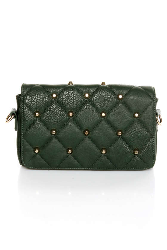 Point Sized Studded Green Purse