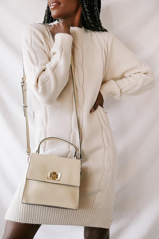 With Sophistication Beige Crossbody Bag 1