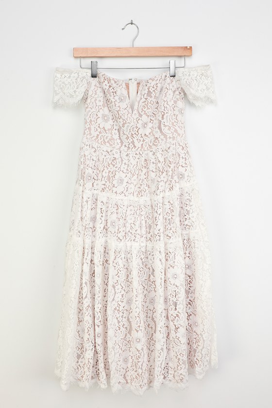 White Lace Dress - Off-the-Shoulder Dress - Floral Lace Dress - Lulus