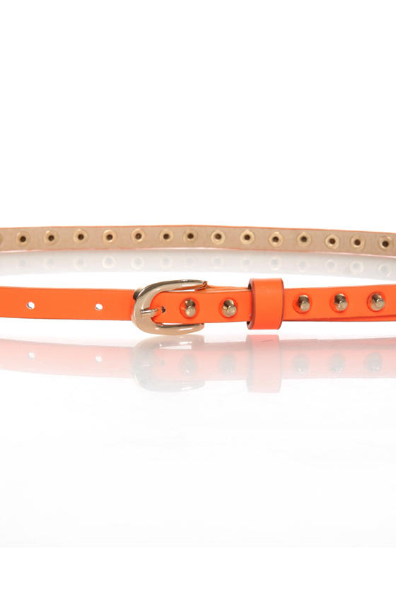 Danger Danger Studded Skinny Neon Orange Belt