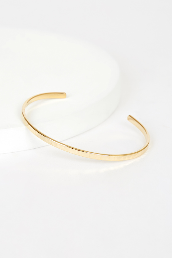 Maren 14KT Gold Hammered Cuff Bracelet 2