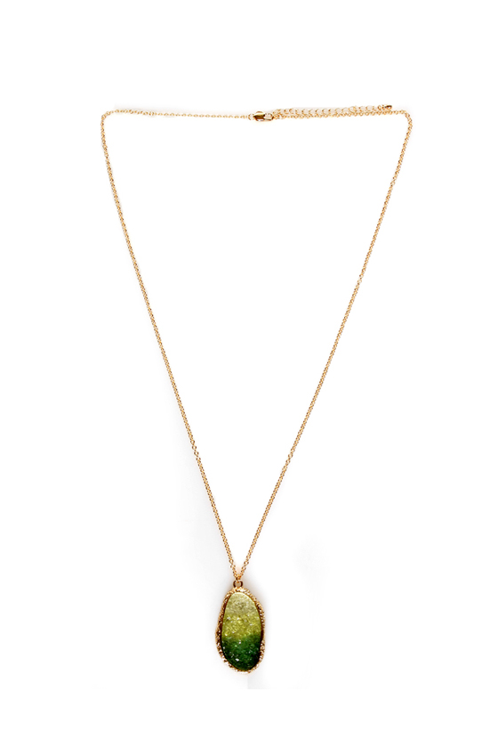 Cool to the Core Green Crystal Necklace