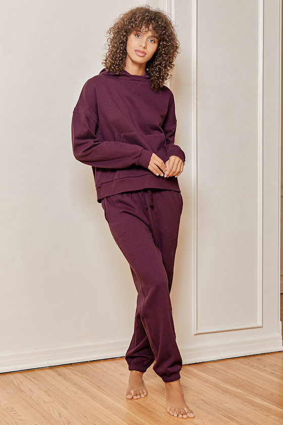 purple velour joggers