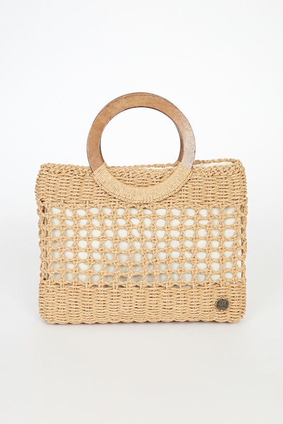 Date Night Beige Woven Straw Tote Bag 1