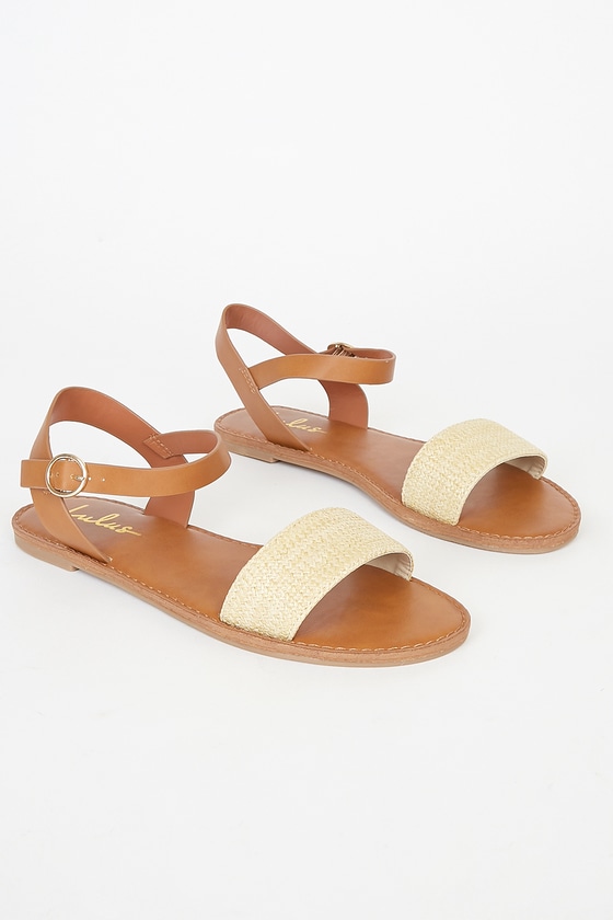 Lulus Hearts And Hashtags Natural Raffia Flat Sandal Heels In Beige