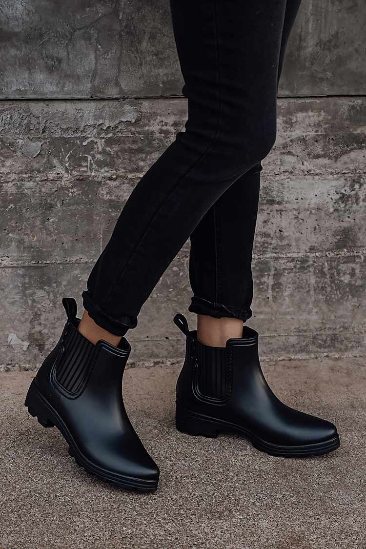 black rain boots ankle