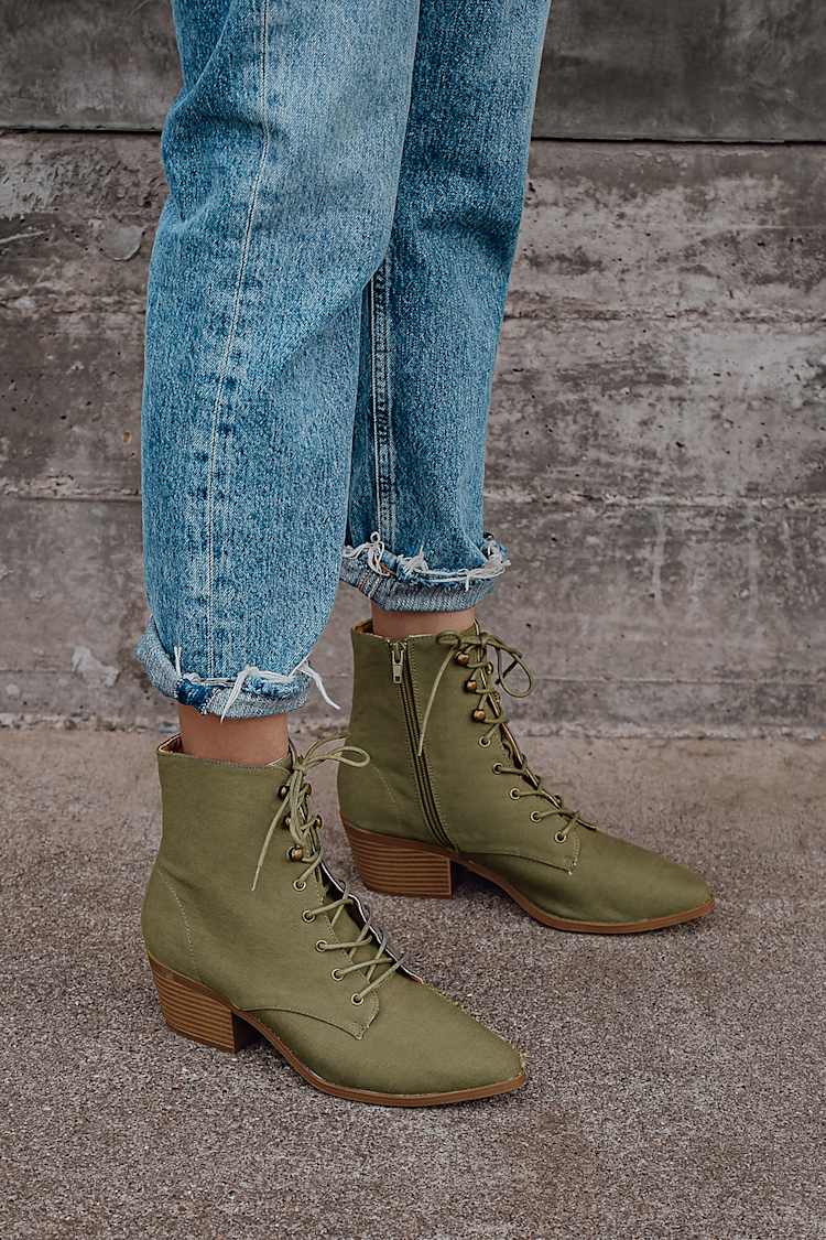 olive colored boots