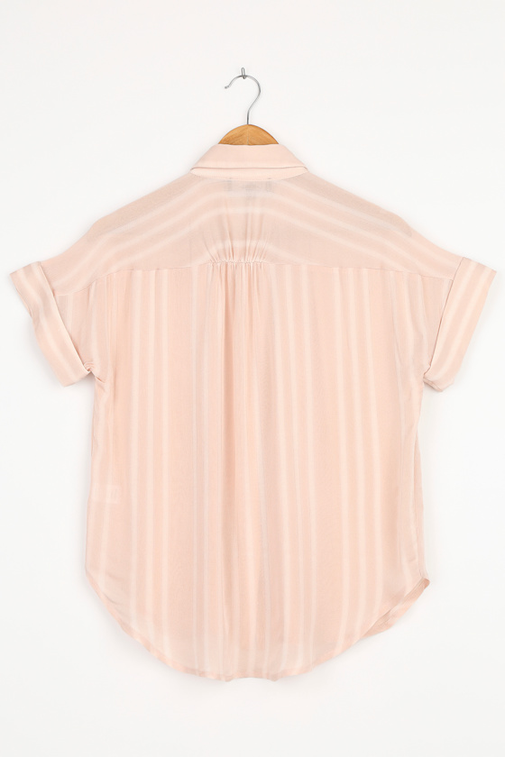 Everlee Light Pink Striped Button-Up Top - thumbnail 5