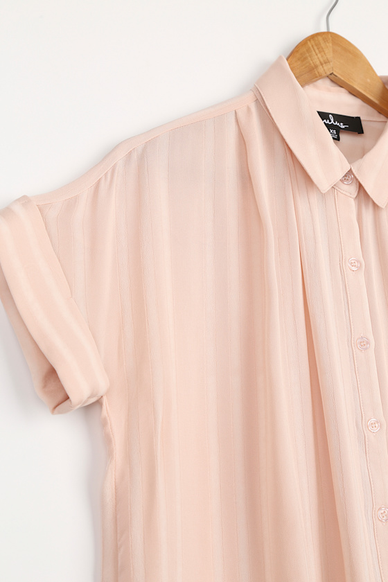 Everlee Light Pink Striped Button-Up Top - thumbnail 6