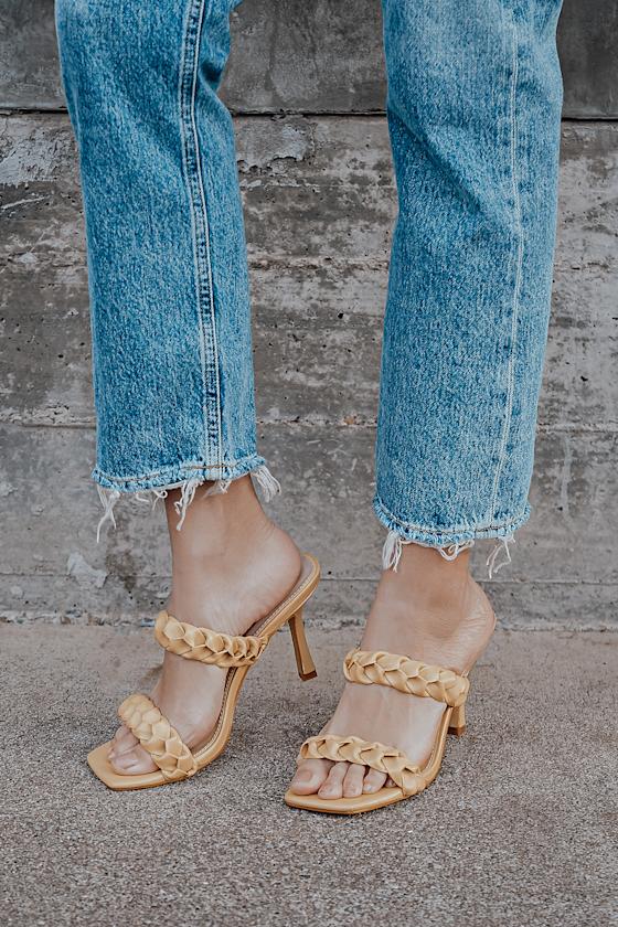 braided nude heels