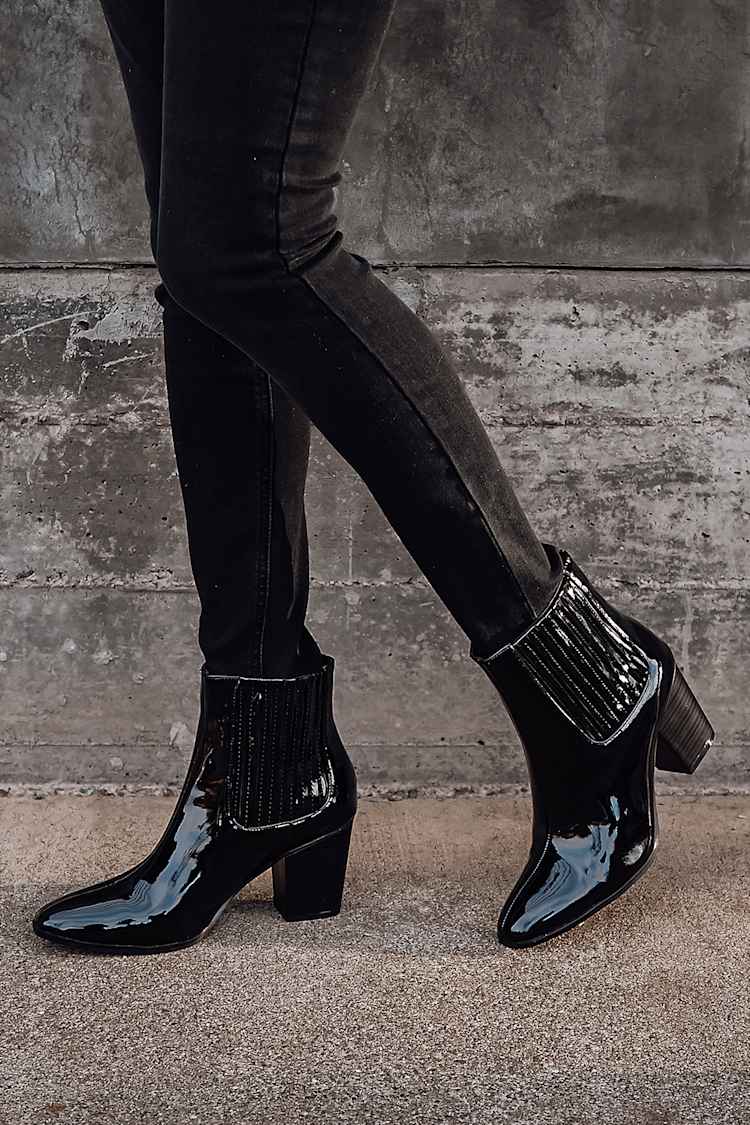 Black Patent Boots - Mid-Calf Boots - High Heel Boots - Lulus