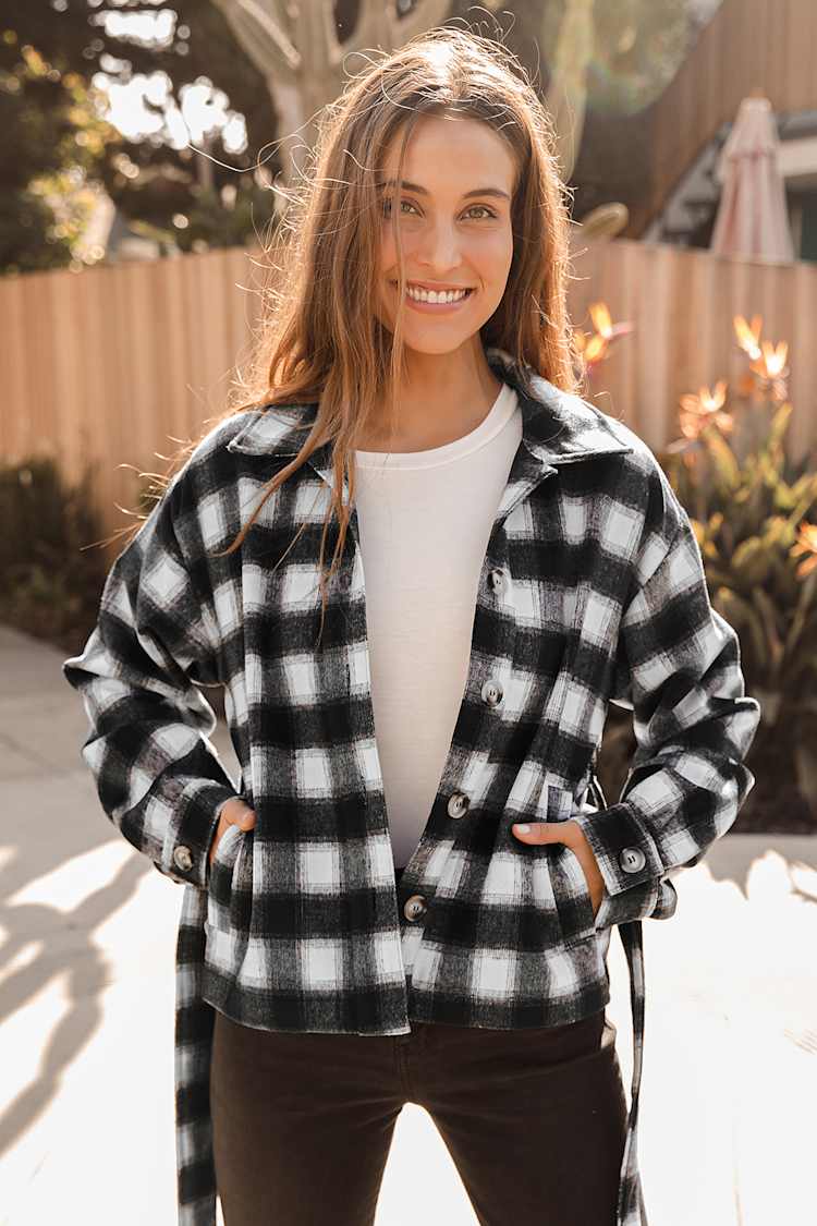 Misty Days Black and White Plaid Jacket