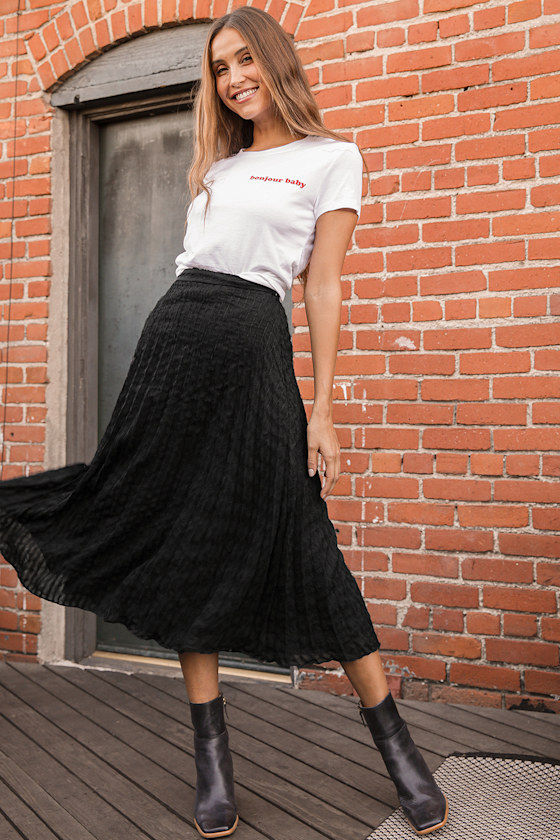 Trust Us Black Pleated Midi Skirt 7