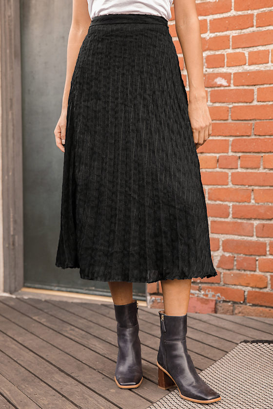 Trust Us Black Pleated Midi Skirt 1