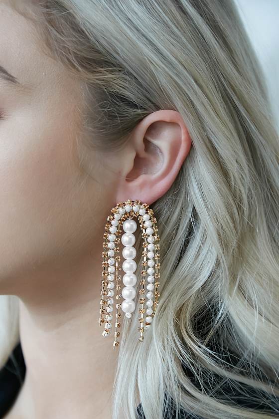 Hallie 14KT Gold Rhinestone Statement Earrings 1