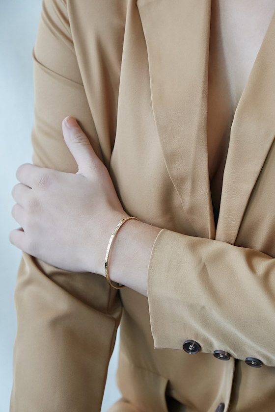 Maren 14KT Gold Hammered Cuff Bracelet 1