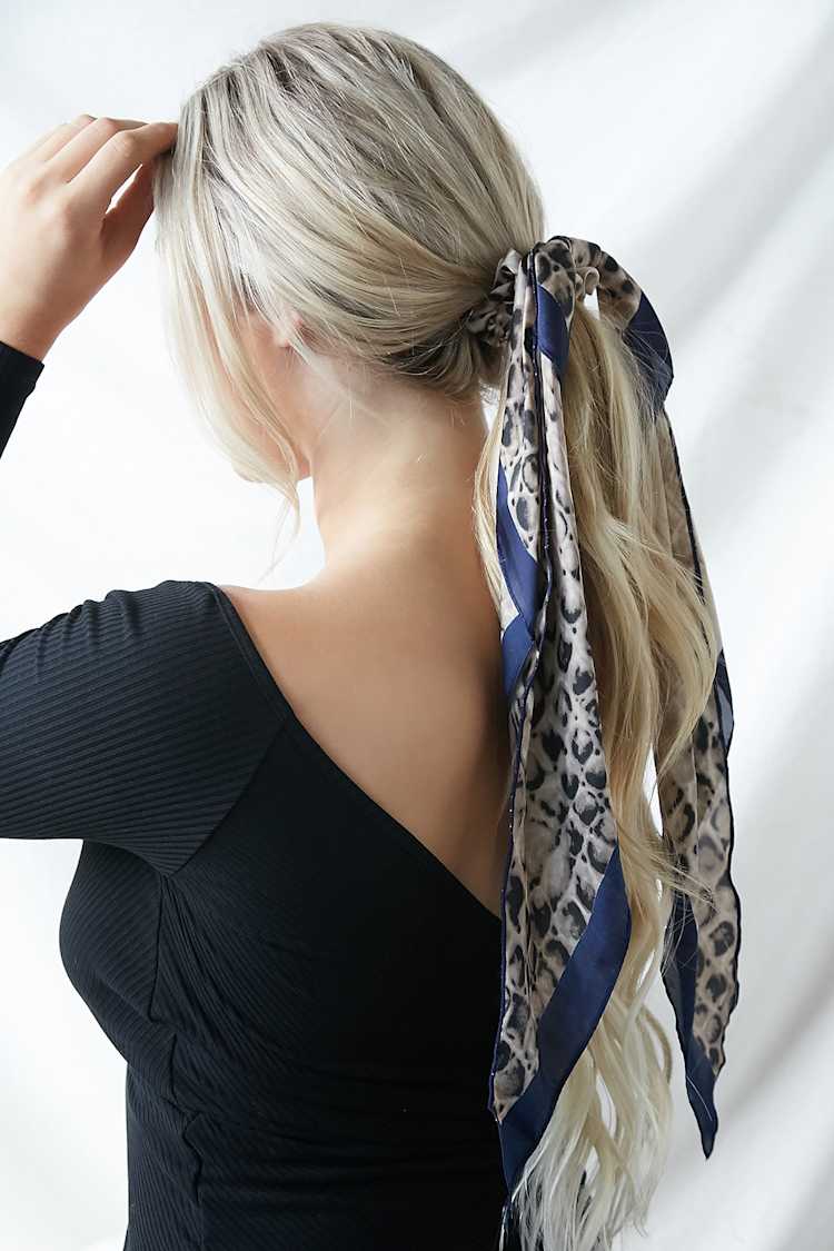 Navy Blue Ponytail Holder - Snake Print Ponytail Holder - Lulus