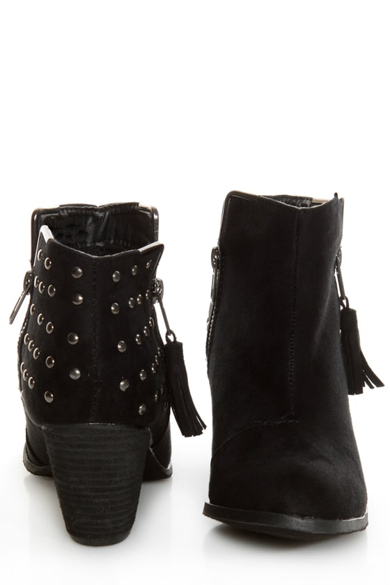 Dollhouse Mayday Black Studded Ankle Boots