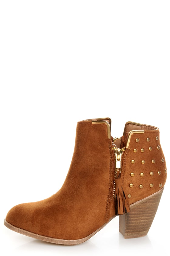 Dollhouse Mayday Chestnut Studded Ankle Boots