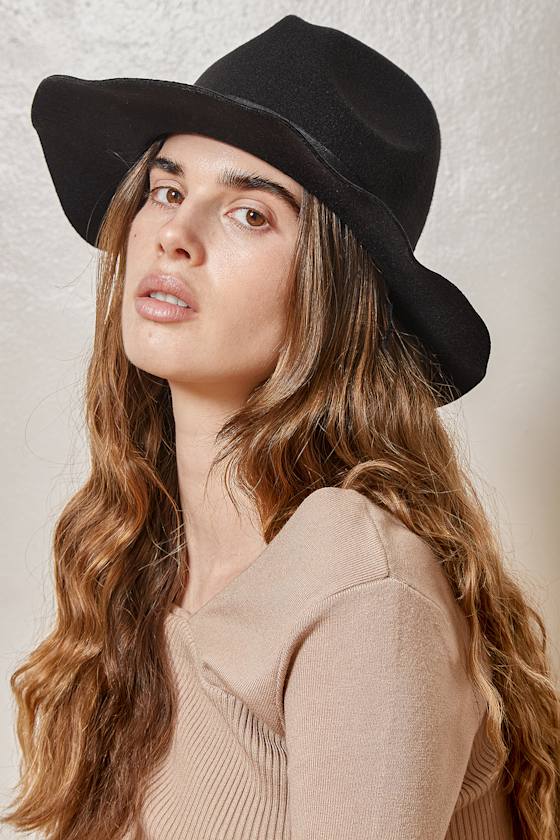 Black Hat WideBrim Hat Felt Hat Panama Hat Lulus