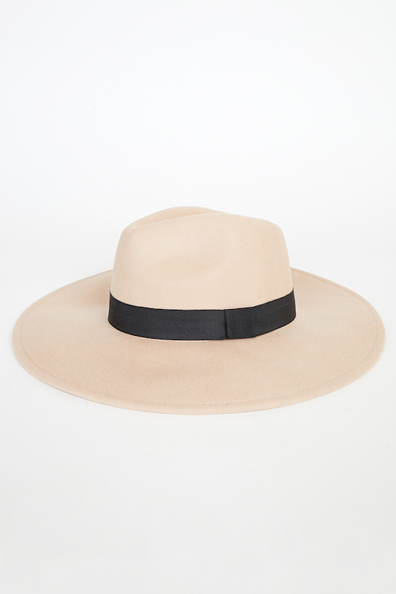 Eye Spy Beige Wool Wide-Brim Hat 6