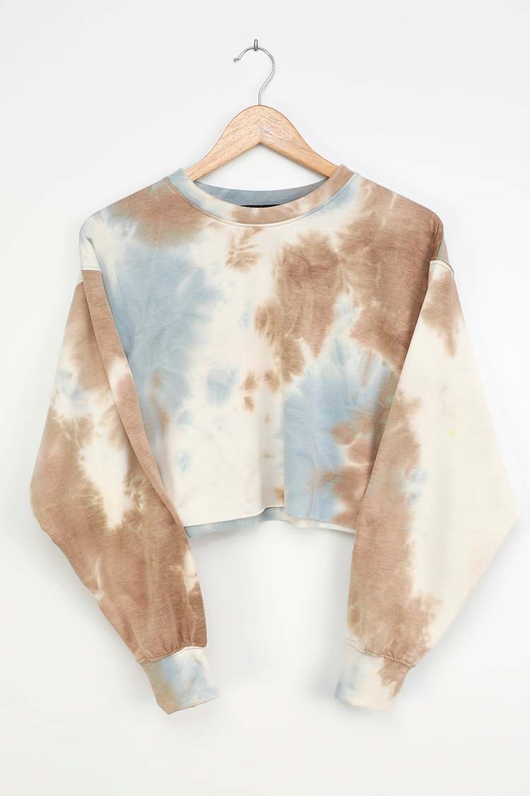 Brown Tie-Dye Sweatshirt - Crop Sweatshirt - Tie-Dye Lounge Top - Lulus