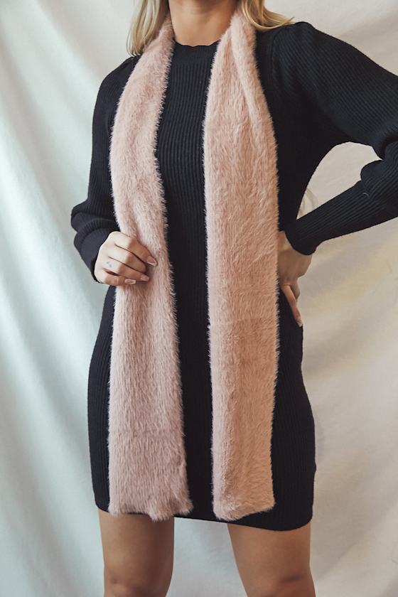 Dusty Pink Scarf Faux Fur Scarf Fuzzy Scarf Long Scarf Lulus