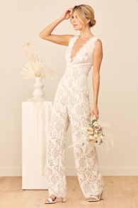 Enamored With You White Lace Wide-Leg Jumpsuit 4