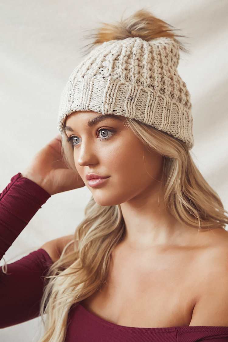 Cozy Beige Knit Beanie Soft Knit Fluffy Beanie | Only $ 20 | Organic Basics main image 2