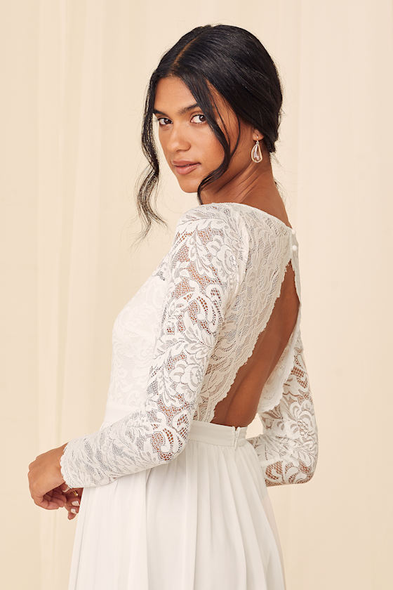 Your Ever After White Lace Long Sleeve Maxi Dress 6