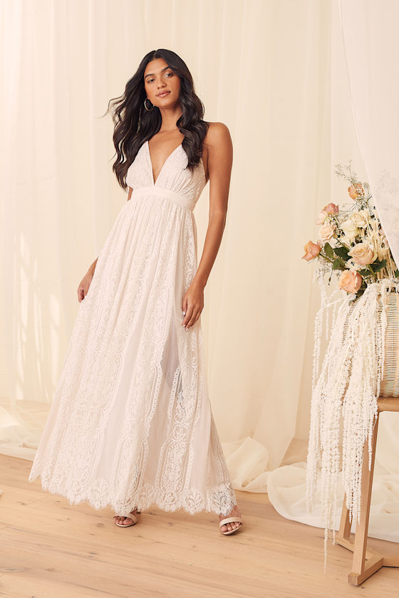 Sweetest Serendipity White Lace Maxi Dress 4