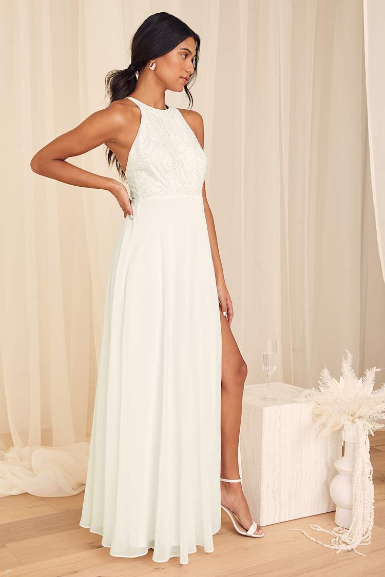 white chiffon dress maxi