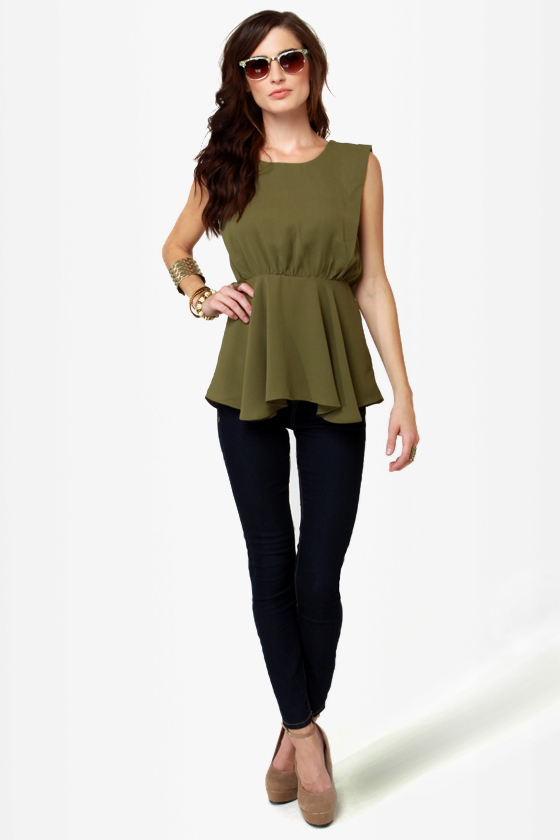 Swoop Ba-Doop Olive Green Top