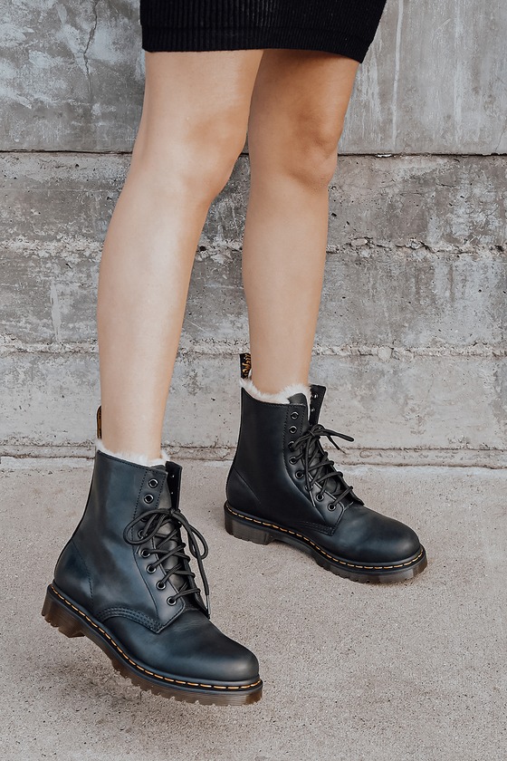 Dr. Martens 1460 Serena - Black Boots - Genuine Leather Boots - Lulus