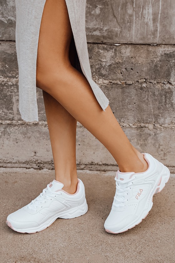 FILA Memory Sporter 2 - White and Pink Sneakers - Lace-Up Sneaks - Lulus
