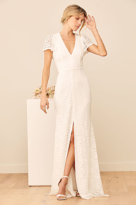 Your Hand In Mine White Lace Flutter Sleeve Maxi Dress 1
