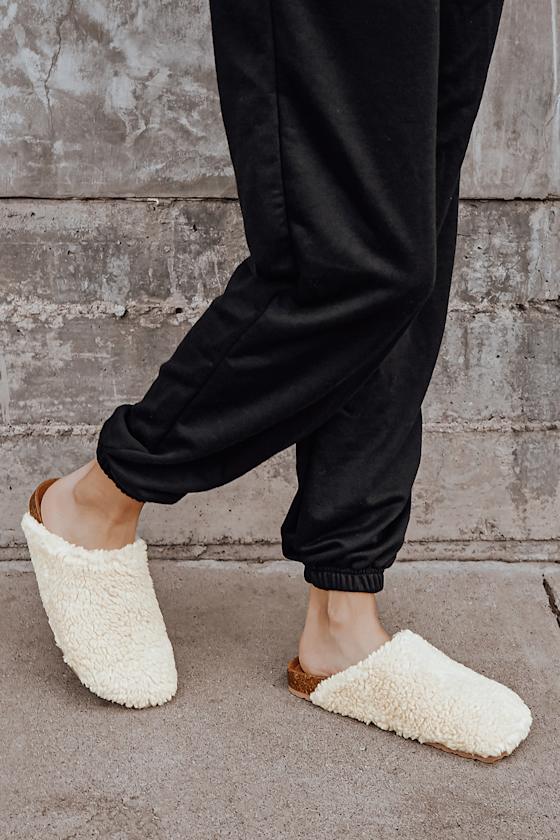 Debra Beige Faux Fur Slippers 1