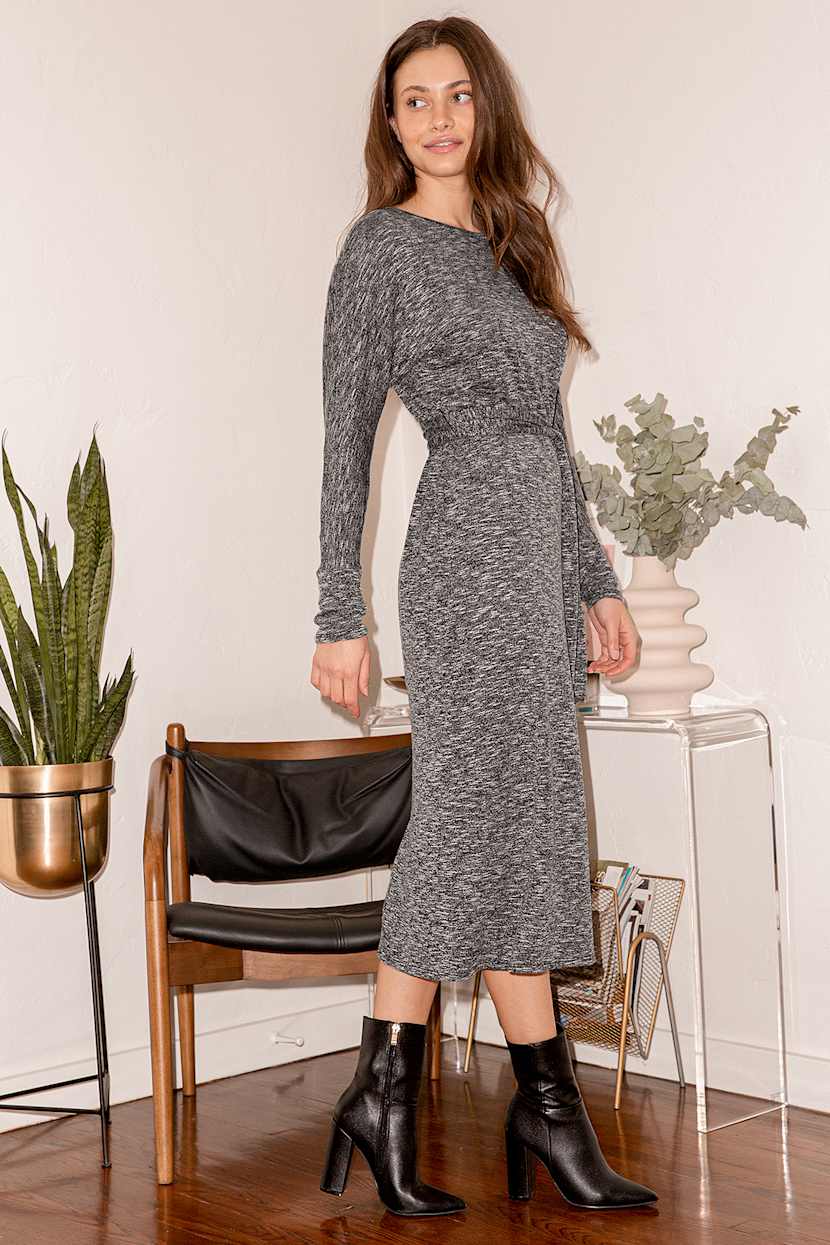 grey maxi sweater dress Oversized Cable Knit Sweater Dress - Turtleneck Maxi Dress With Pockets