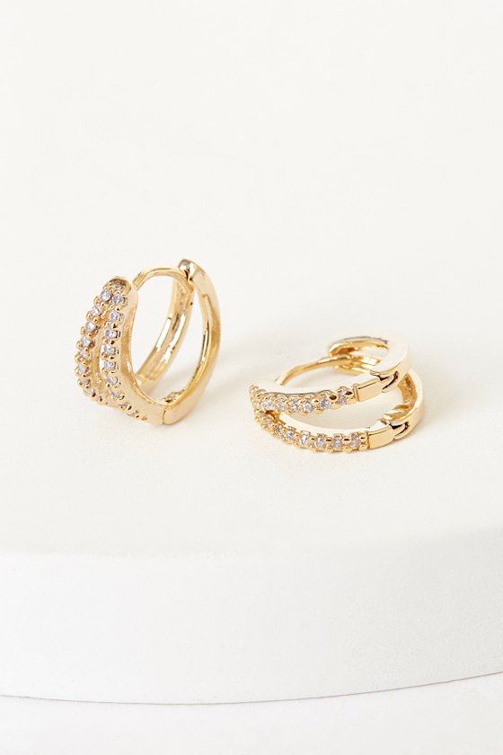 Our Little Secret Gold Rhinestone Mini Hoop Earrings