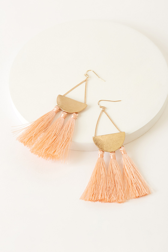 Cool Blush Pink Earrings Tassel Earrings Boho Earrings Lulus