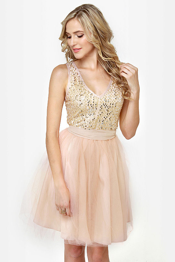 Ballet it on Me Blush Sequin Dress