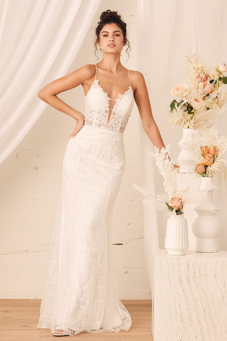 white maxi dress with train