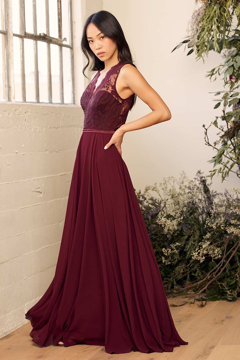 air of romance burgundy maxi dress Lulus Air of Romance Burgundy Maxi Dress Size Large