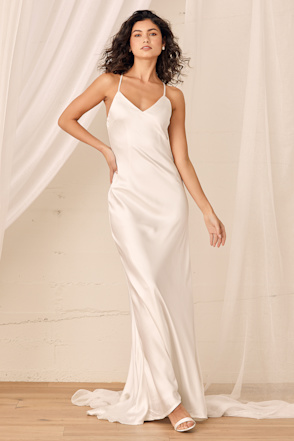 lovely endearment white satin sleeveless backless maxi dress Lulus | Dresses | Lulus Lovely Endearment White Satin Sleeveless Backless Maxi Dress