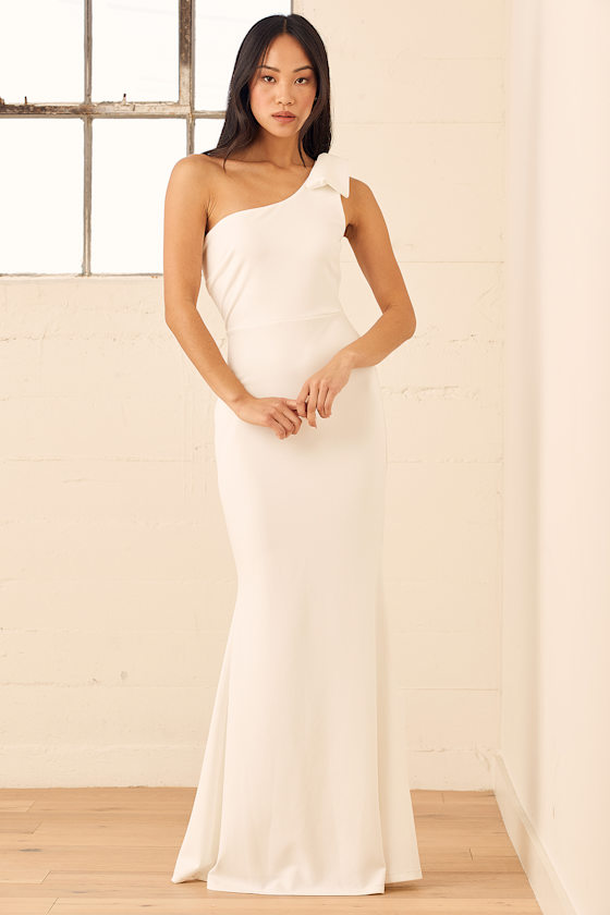 All Your Adoration White One-Shoulder Mermaid Maxi Dress 1