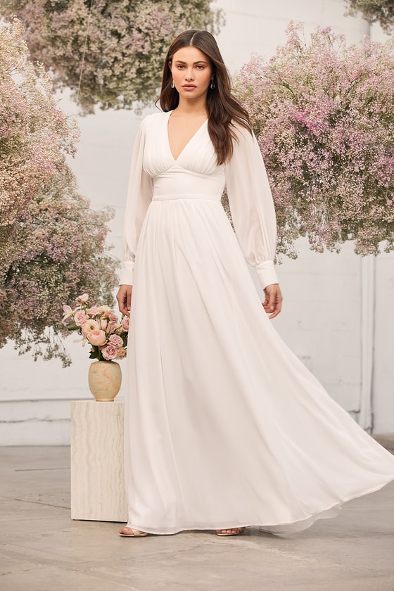 Give You My Heart White Long Sleeve Maxi Dress