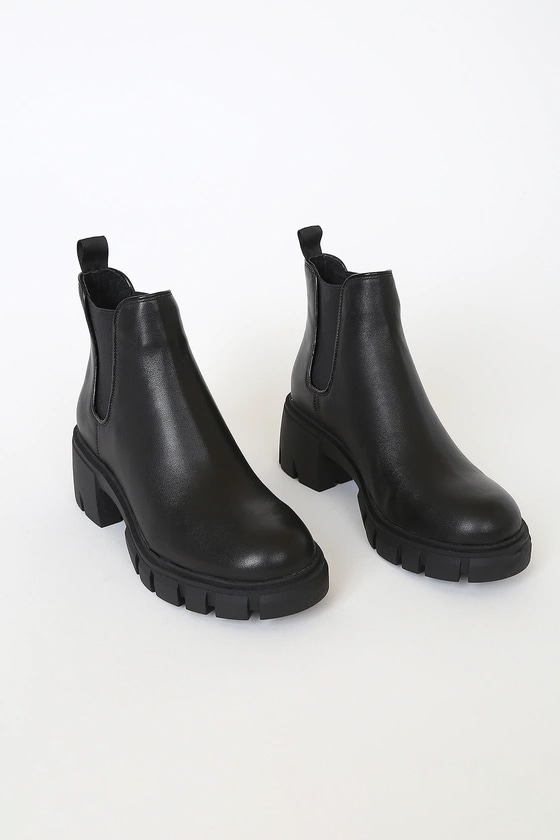 cheap black leather boots