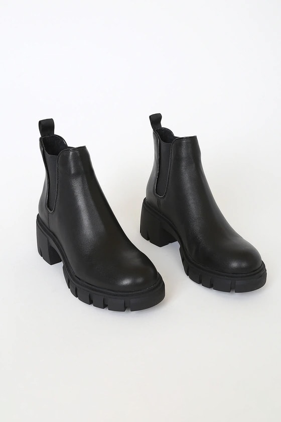 Howler Black Leather Platform Ankle Boots 6