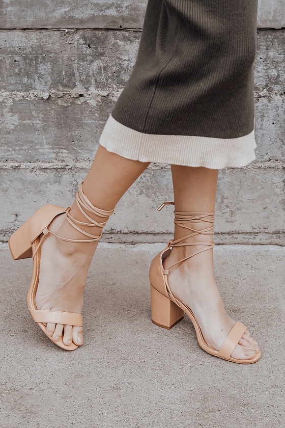 wrap heels tan